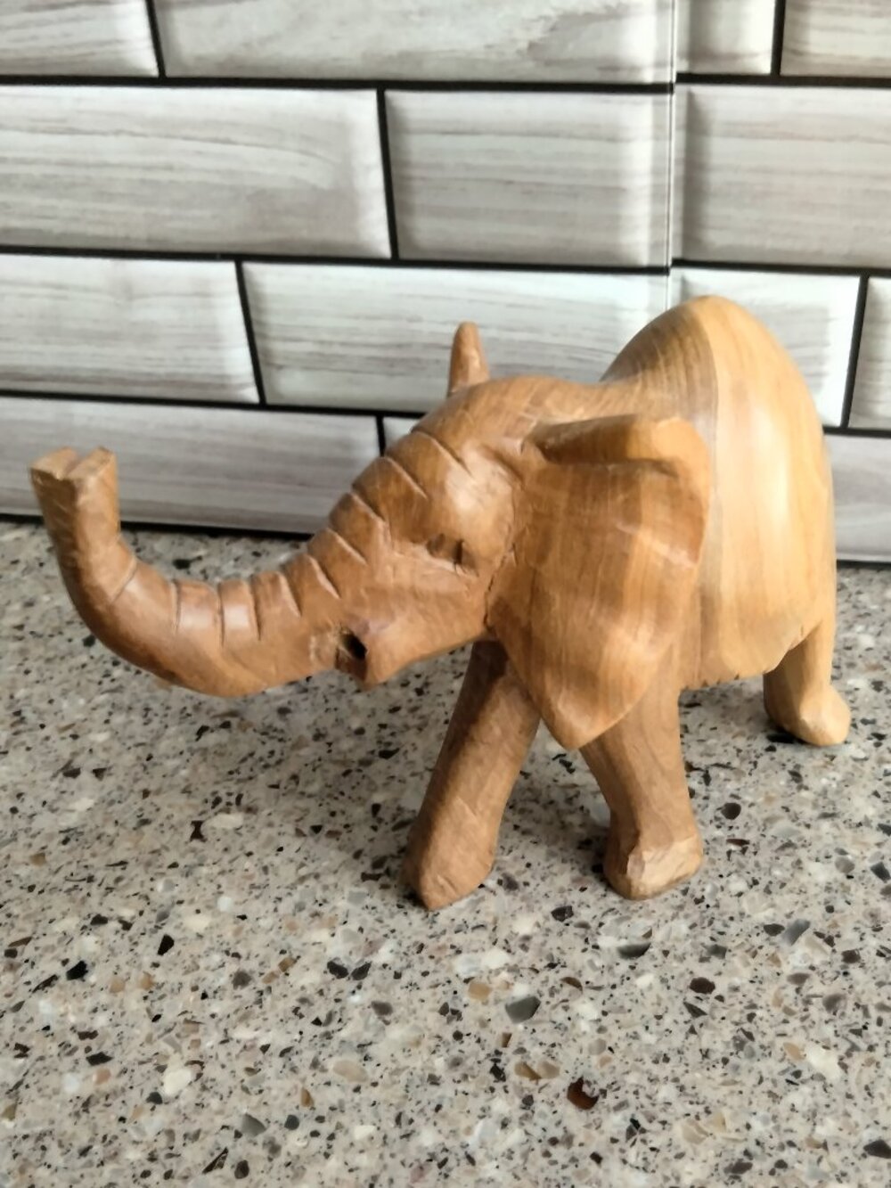 Vintage Hand Carved Solid Wood Elephant Statue - Picture 3 of 6